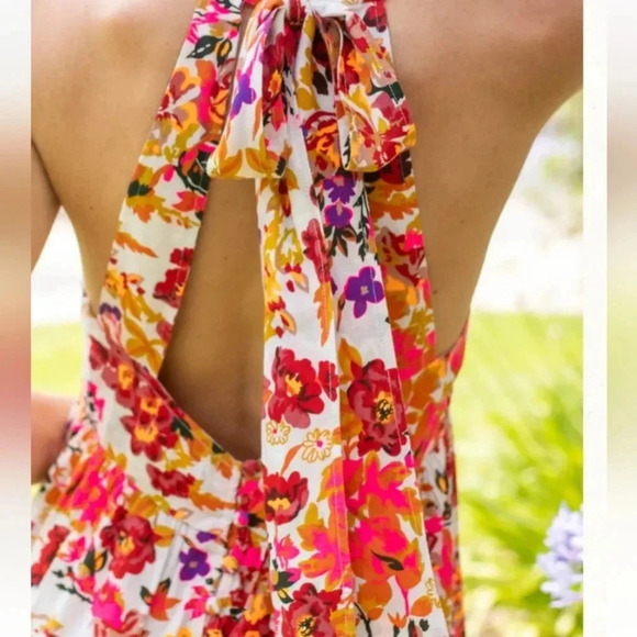 NWT NATURAL LIFE Halle Printed Halter Mini Dress 🧡 & 🩷 - Picture 3 of 7